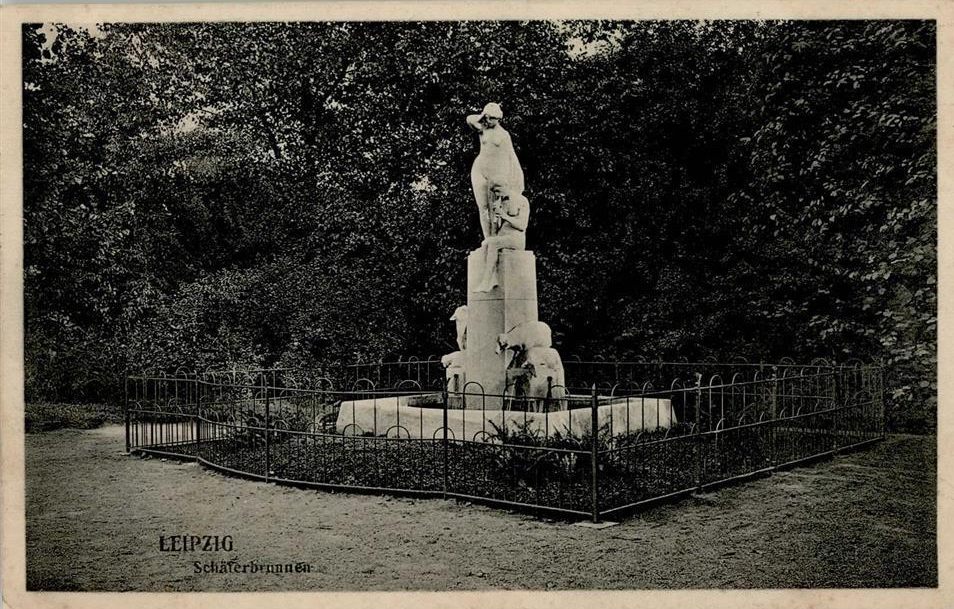 Der Schäferbrunnen um 1910 (Postkarte von 1910, unbekannter Fotograf, Copyright frei)