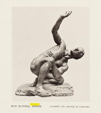 Klingers "Athlet" existiert in zwei Versionen. Die des knieenden Athleten ist die zweite Fassung. (Foto: Screenshot by Artefakte 2019)